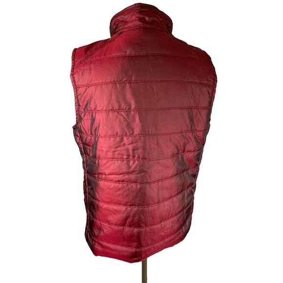 Large Casual Identity Women's Full Zip Burgundy Metallic Lightweight Puffer Vest - Picture 6 of 9